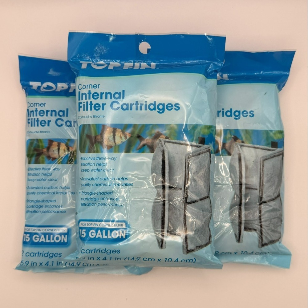 Top Fin Corner Internal Filter Cartridges 15 Gallon Aquarium Filter 2 Pack Lot 3